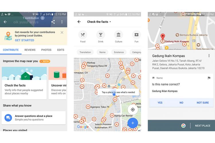 Lewat menu Your Contributions, pengguna Google Maps bisa membantu komunitas (berpartisipasi dalam crowdsourcing) dengan memberikan review, foto, maupun memverifikasi informasi tentang beragam tempat (ditandai dengan tanda plus dalam lingkaran kecil di peta) yang masih perlu dipastikan kebenarannya.