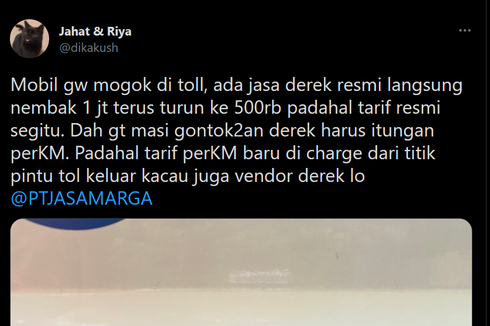 Unggahan Viral soal Derek Resmi di Tol Jagorawi Ditembak Rp 1 Juta, Ini Tarif Resmi Jasa Marga