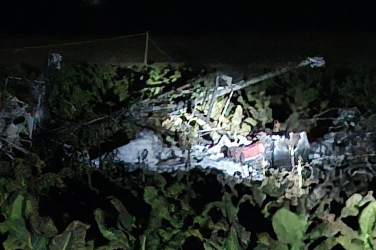 Puing-puing Pesawat Sky Ranger yang Jatuh dan Meledak di Blora Belum Dievakuasi