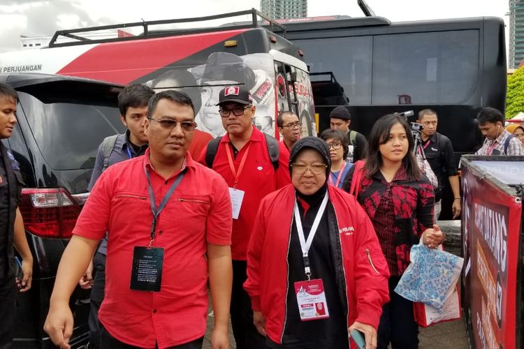 Wali Kota Surabaya Tri Rismaharini di JIExpo Kemayoran, Jakarta, Sabtu (11/1/2020).