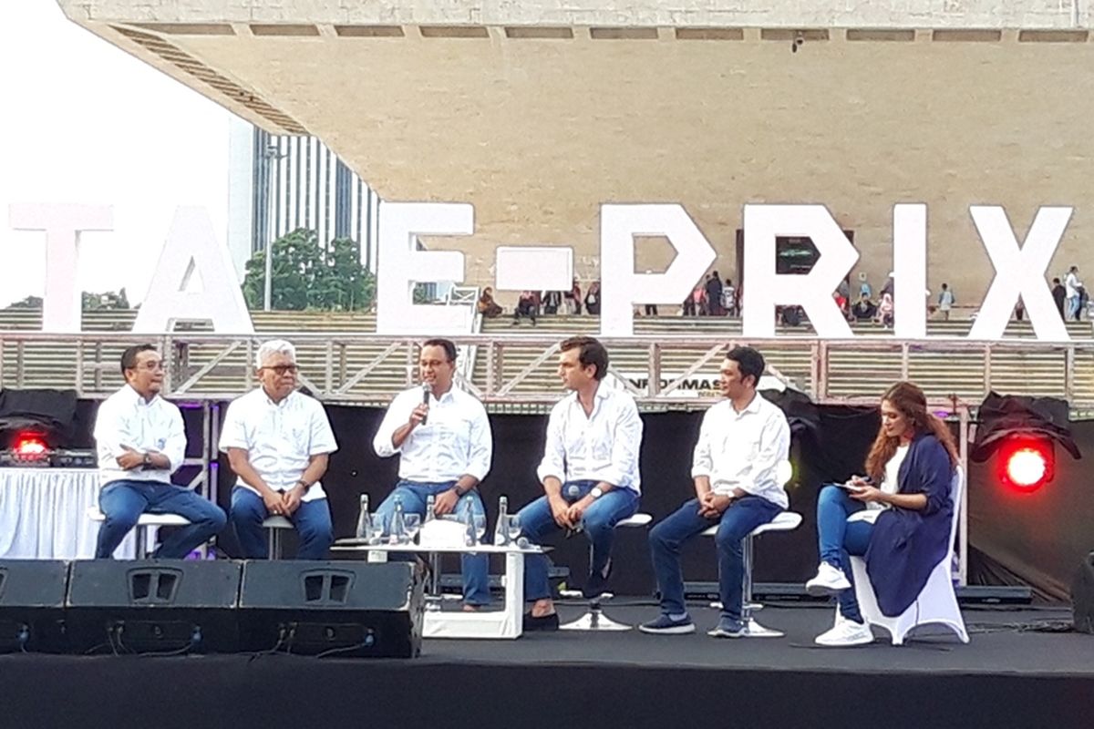 Konferensi pers Formula E 2020 di Monas, Jakarta pusat, Jumat (20/9/2019)