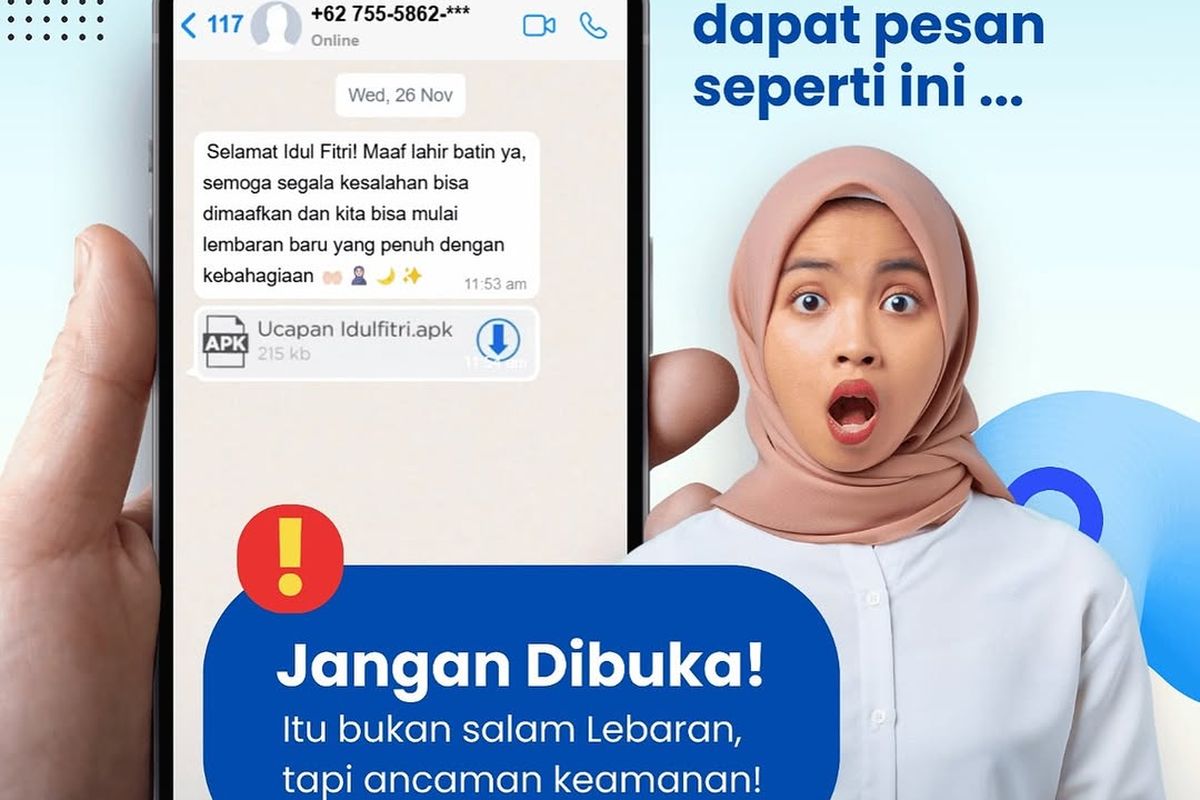 Modus penipuan ucapan selamat Lebaran pakai file APK