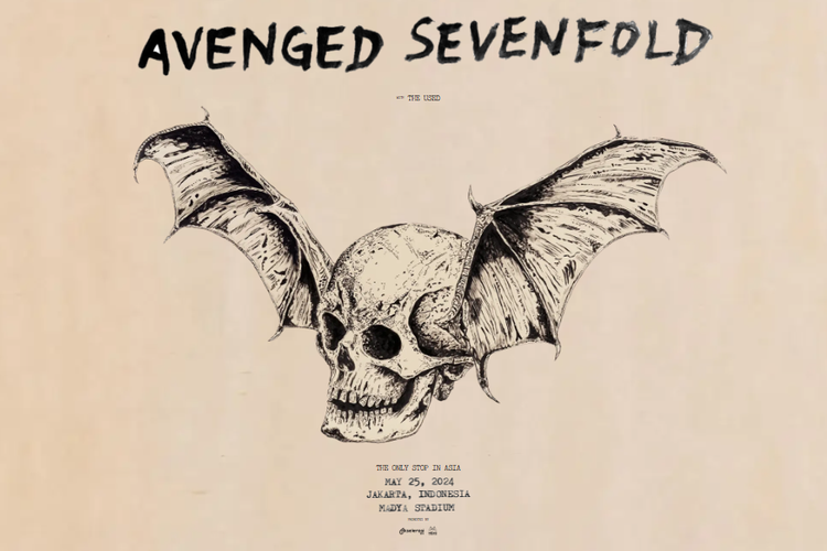 Poster konser Avenged Sevenfold di Jakarta.