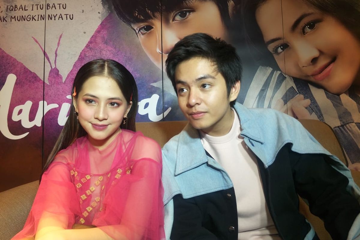 Angga Yunanda dan Adhisty Zara dalam jumpa pers Gala Premier film Mariposa di XXI Epicentrum, Kuningan, Jakarta Selatan, Rabu (11/3/2020).