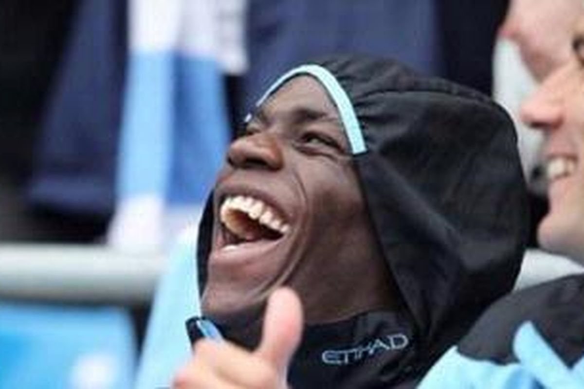Penyerang Manchester City Mario Balotelli.