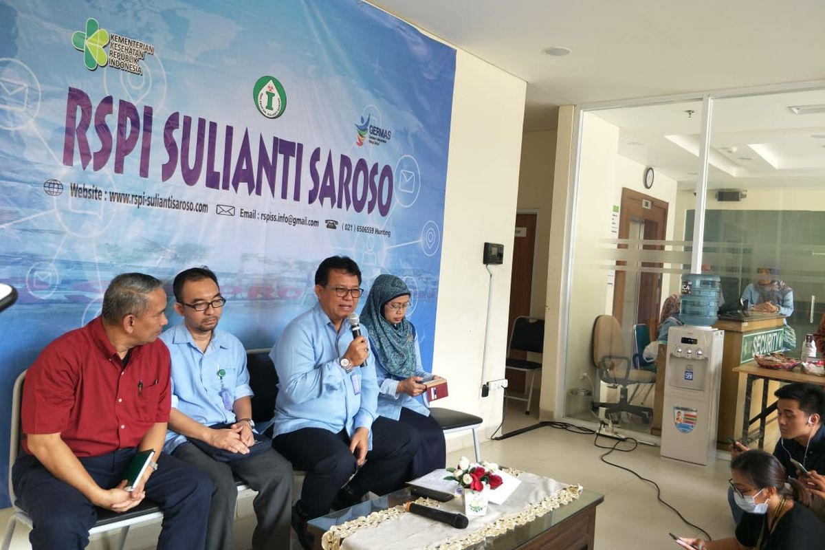 Konferensi pers di RSPI Sulianti Soroso, Jakarta Utara, Rabu (11/3/2020).