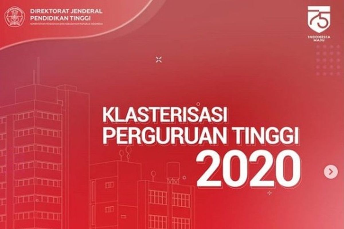 Ini klasterisasi perguruan tinggi 2020 dari Ditjen Dikti Kemendikbud.