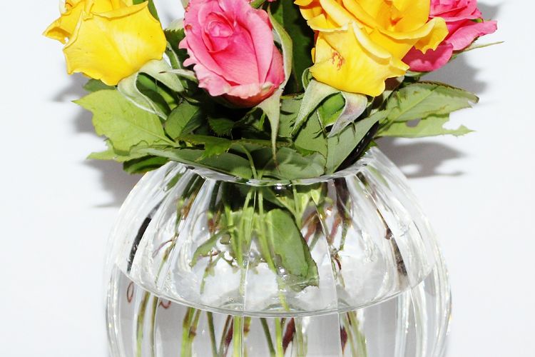 Ilustrasi bunga potong di dalam vas. 