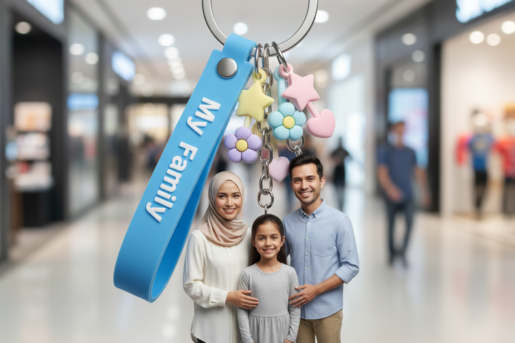 Foto Gantungan Kunci Foto Keluarga hasil dari Google Gemini AI