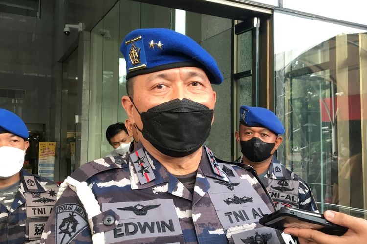 Komandan Pusat Polisi Militer Angkatan Laut (Danpuspomal) Laksamana Muda TNI Edwin saat ditemui di Gedung Merah Putih KPK, Jakarta, Jumat (10/6/2022).