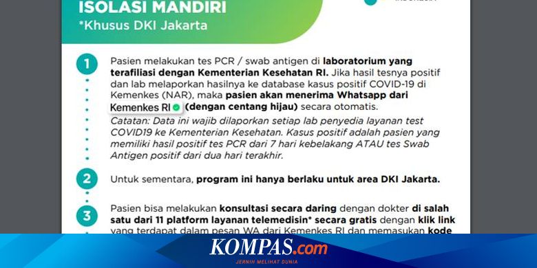Satgas: Pasien Covid-19 Bisa Tes PCR lewat 11 Platform Telemedisin - Vimarsana News