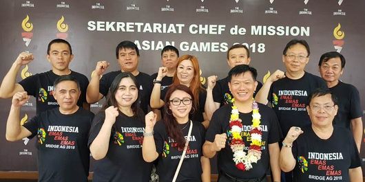 Tim Nasional (Timnas) bridge Indonesia yang dipersiapkan untuk Asian Games 2018, berhasil memborong seluruh peringkat teratas dalam Music City Summer Sectional Tournament yang berlangsung di Nashville City, Tennesse, Amerika Serikat  6-8 Juli lalu.
