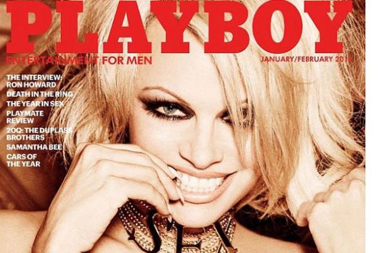 Pose seksi Pamela Anderson di edisi terakhir Playboy yang menampilkan model berpose seksi. 