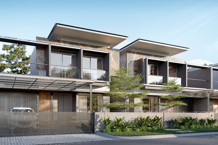 Anggapati Residence di Kota Baru Parahyangan mengusung konsep hunian secondary road atau frontage house yang terdiri dari dua lantai. Bagian halaman depan dilengkapi pagar karena berhadapan langsung dengan jalan utama. 