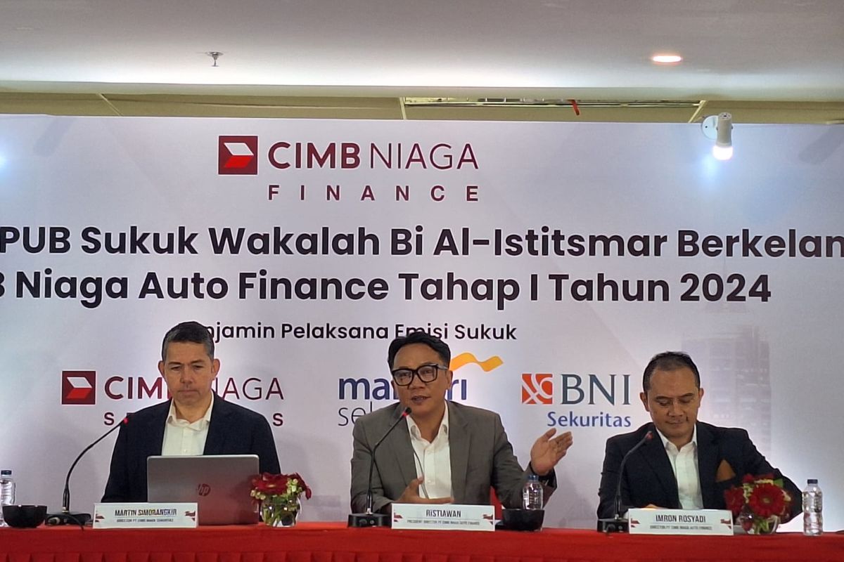 PT CIMB Niaga Auto Finance (CIMB Niaga Finance) melakukan Penawaran Umum Berkelanjutan (PUB) Sukuk Wakalah Bi Al-istitsmar Berkelanjutan I CIMB Niaga Auto Finance tahap I 2024. 