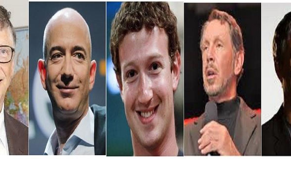 Bill Gates, Jeff Bezos, Mark Zuckerberg, Larry Ellison, Larry Page