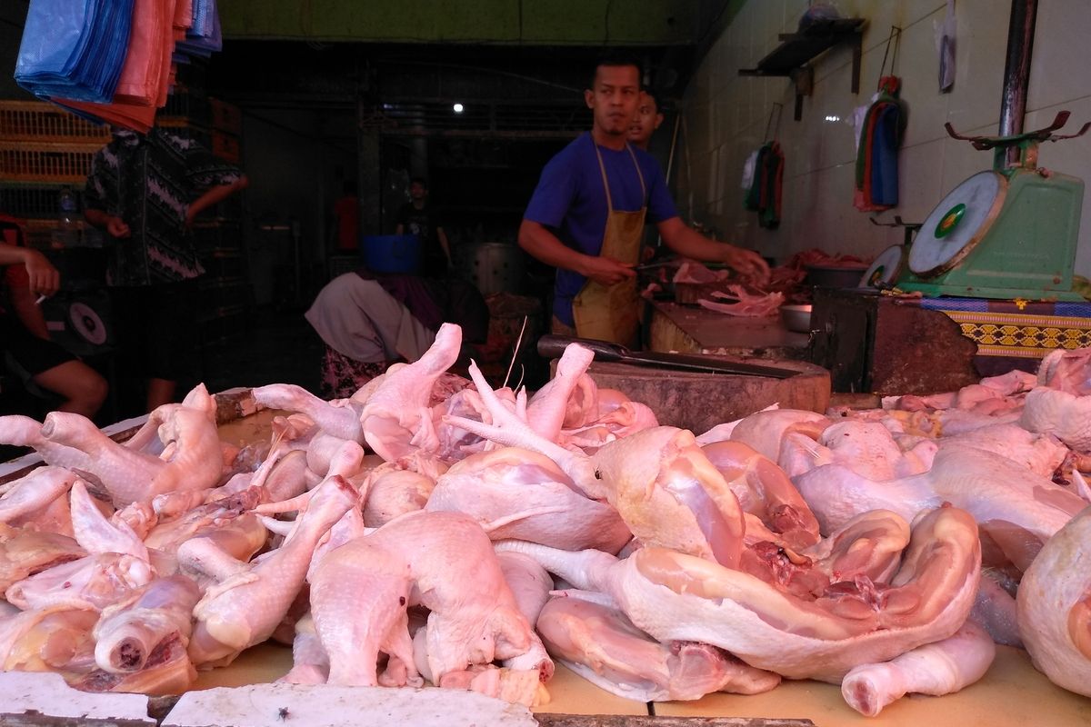 Pedagang ayam di pasar Sei Sikambing mengatakan dia harus mendatangkan ayam dari Pekanbaru karena kurangnya pasokan ayam di Medan. Harga ayam saat ini sebanyak Rp 40.000 - Rp 42.000 per kg.