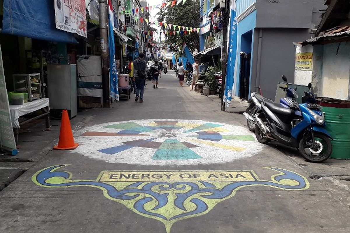 Suasana nuansa Asian Games 2018 di Jalan Z RW 08, Jati Pulo, Palmerah, Jakarta Barat pada Jumat (20/7/2018).