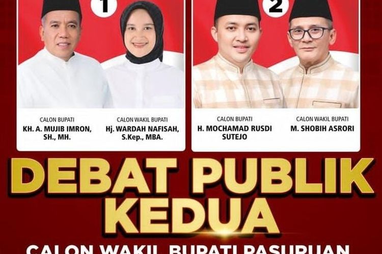 Pasangan calon Bupat i- Wakil Pasuruan nomor urut 1 Abdul Mujib Imron - Wardah Nafisah dan nomor urut 2 Rusdi Sutejo - M Shobih Asrori 