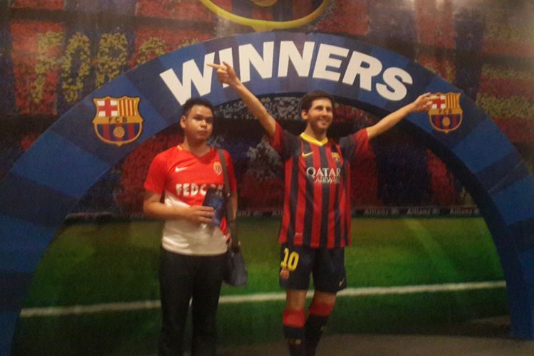 Patung Lionel Messi di The Legend Star, Jatim Park 3, Kota Batu, Jawa Timur, Jumat (29/12/2017).