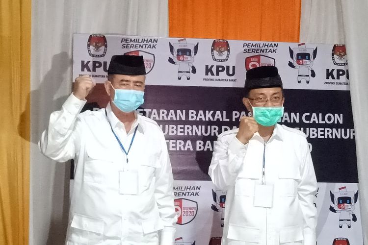 Pasangan calon Nasrul Abit-Indra Catri mendaftar ke KPU Sumbar, Sabtu (5/9/2020)