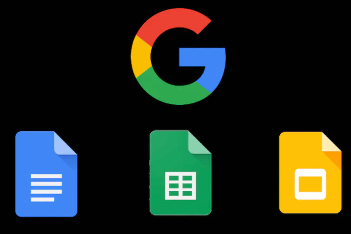 Ilustrasi dark mode di Google Docs, Sheets, dan Slides.