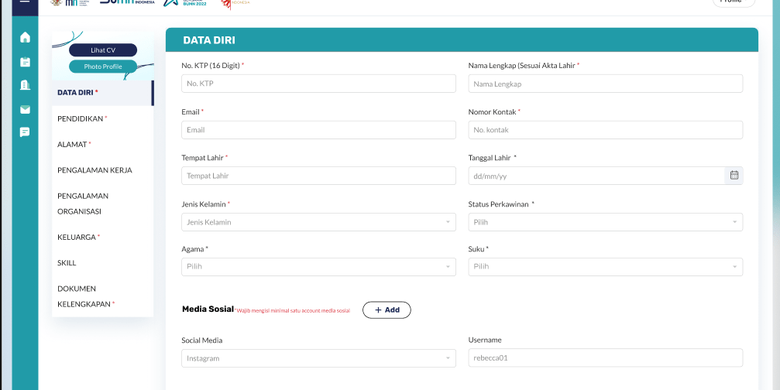 4. Lengkapi Profil dan Data Pribadi