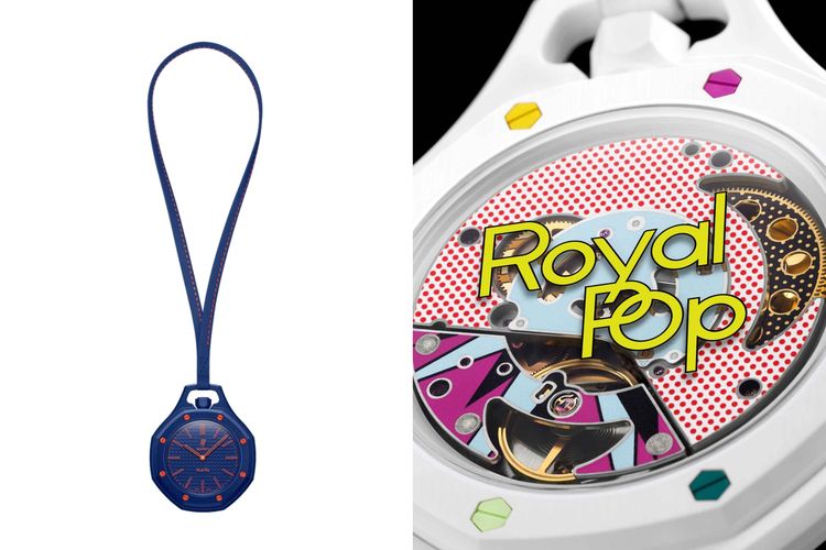 AP x Swatch Royal Pop Collection varian Orenji Hachi (kiri) dan Huit Blanc (kanan).