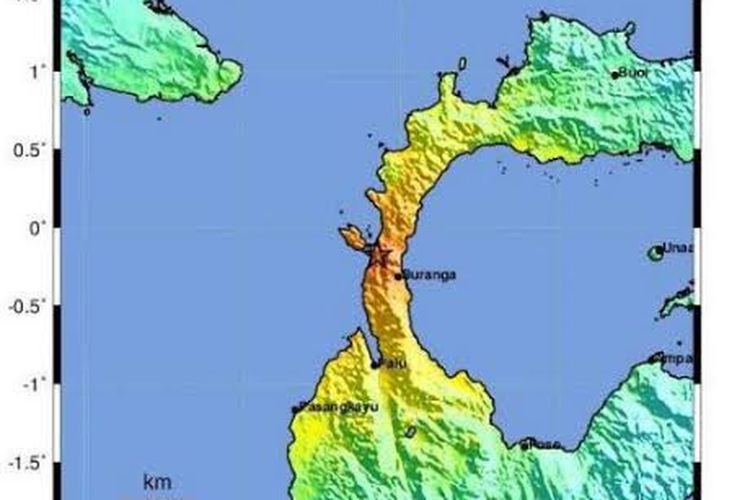 Ilustrasi kejadian gempa bumi yang diikuti dengan likuifaksi dan tsunami di Sulawesi pada 28 September 2018 akibat aktivitas Sesar Palu Koro.

