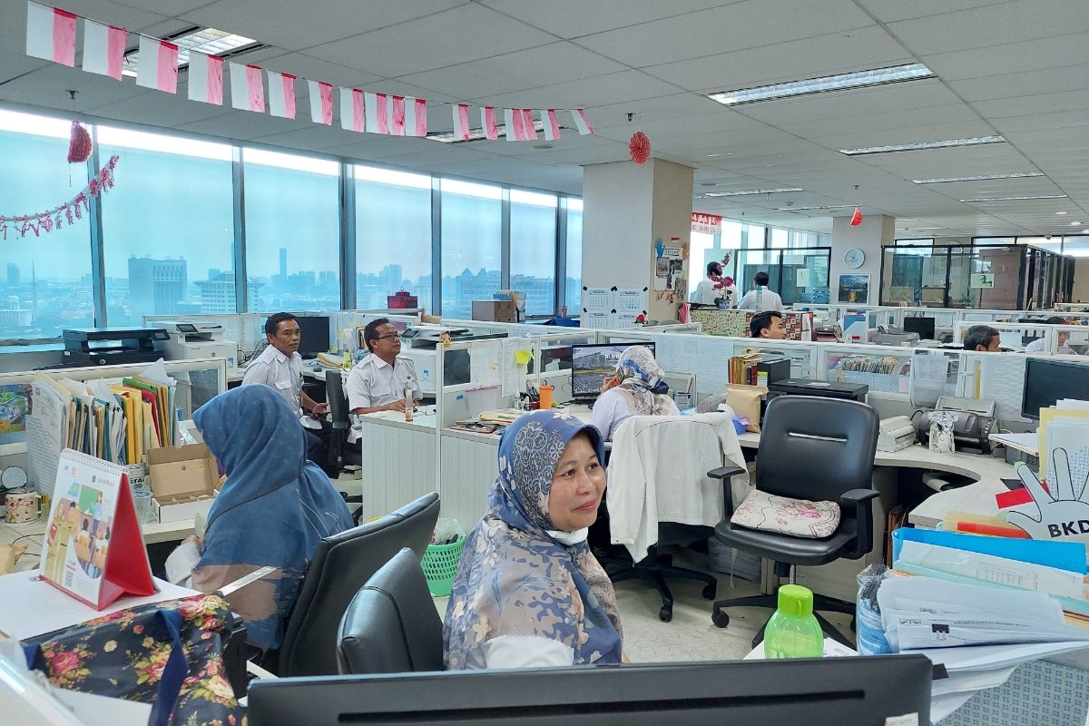Suasana kantor Badan Kepegawaian Daerah (BKD) DKI Jakarta yang terletak di lantai 20 Gedung Blok G Balai Kota DKI Jakarta, Rabu (26/4/2023).