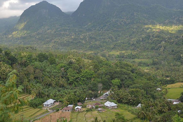 Kawasan Lembah Sawu di bawah kaki gunung api Ebulobo, Kecamatan Mauponggo, Kabupaten Nagekeo, NTT, Kamis (28/2/2019). Kawasan ini sebagai pos untuk trekking ke puncak gunung api Ebulobo.