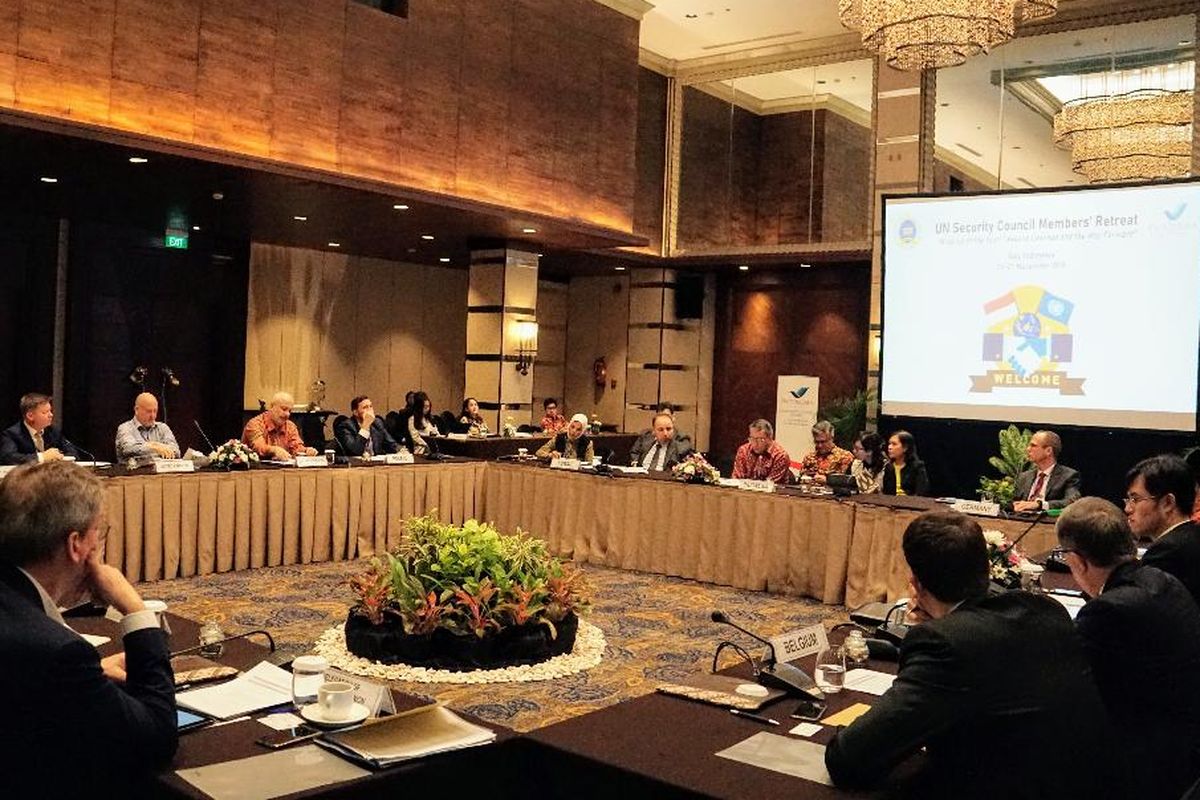 Salah satu sesi di Pertemuan Retreat DK PBB yang berlangsung di Bali, 26-27 November 2019.