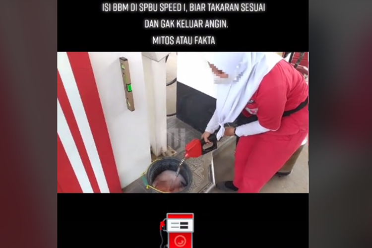 Tangkapan layar video viral saat mengisi BBM minta petugas SPBU menggunakan speed 1 agar takaran sesuai dan tidak keluar angin.