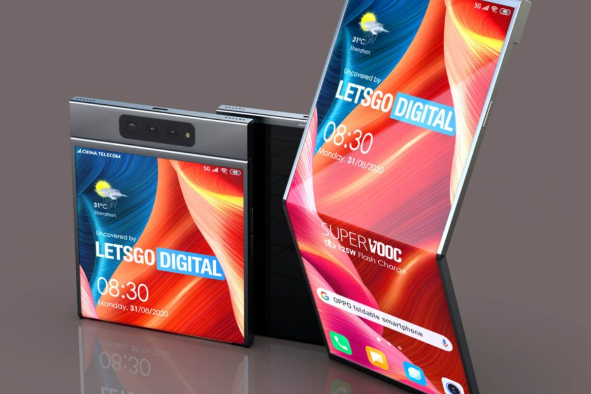 Ilustrasi render 3D ponsel lipat Oppo.