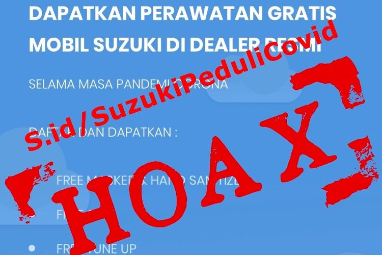 Hoaks Suzuki Peduli Covid tawarkan servis gratis