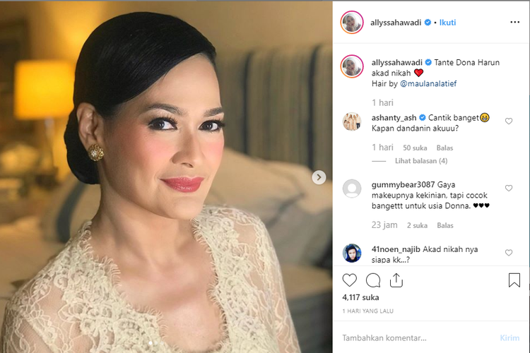 Artis peran Donna Harun kembali menikah, Jumat (26/7/2019).