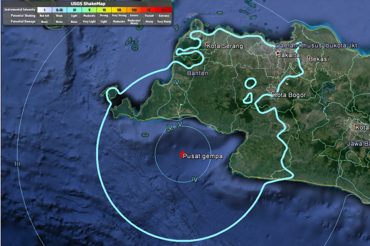 Pusat gempa pada Selasa (23/1/2018) pukul 13.34 WIB berdasarkan data USGS.