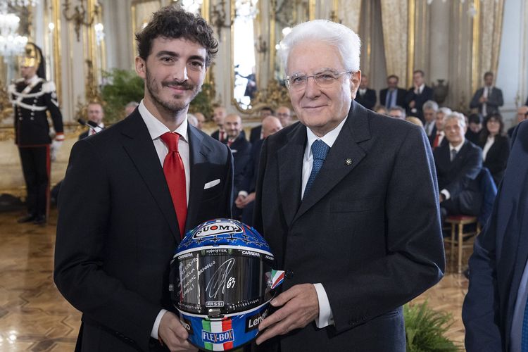 Francesco Bagnaia bersama Presiden italia Sergio Mattarella