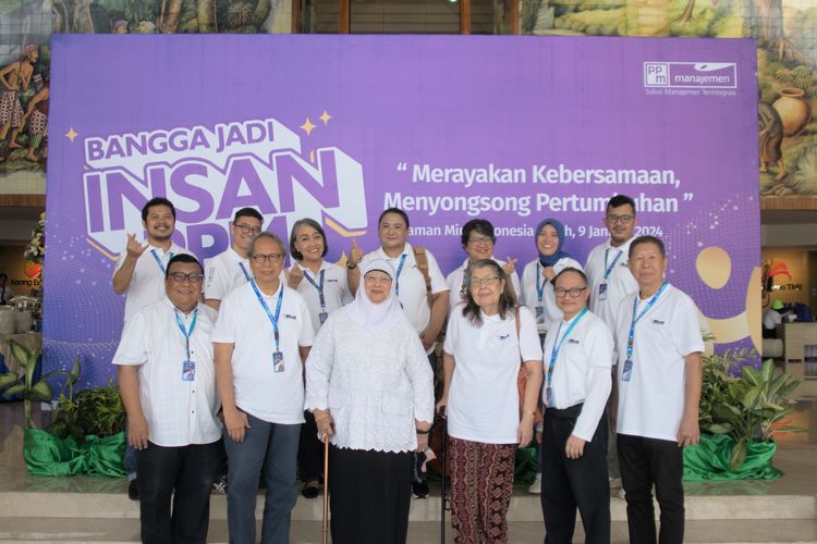 Employee gathering dengan tema Bangga Jadi Insan PPM: Merayakan Kebersamaan, Menyongsong Pertumbuhan digelar PPM Manajemen di Keong Mas TMII, Jakarta (9/1/2024).
