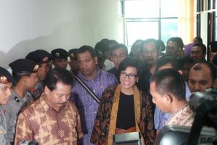 Managing Director World Bank Sri Mulyani Indrati saat hendak bersaksi di Pengadilan Tipikor, Jakarta.