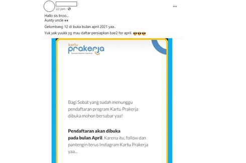 Beredar Informasi Kartu Prakerja Gelombang 12 Dibuka pada April 2021, Benarkah?