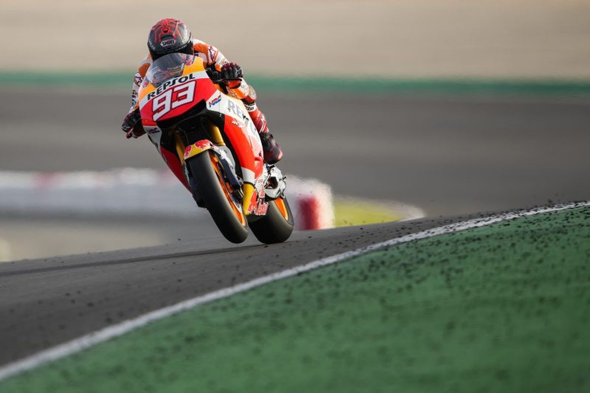 Marc Marquez latihan di Sirkuit Portimao, Portugal, menggunakan Honda RC213V-S.