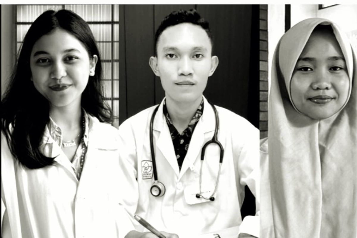 Tiga Mahasiswa Fakultas Kedokteran President University angkatan 2023 Tasya Camelia, Alexius Felix Magero, Kezia Catherin