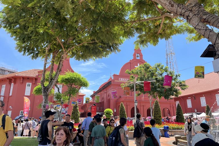 Potret Gereja Christ, gereja di kawasan Red Square Melaka, Sabtu (4/10/2025). 