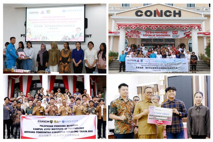 Pelepasan penerima beasiswa di kantor Bupati Kabupaten Tabalong. Ir. H. M. Noor Rifani, S. H, S. T, M. T secara langsung memberikan penyerahan simbolis penerima beasiswa kepada mahasiswa.