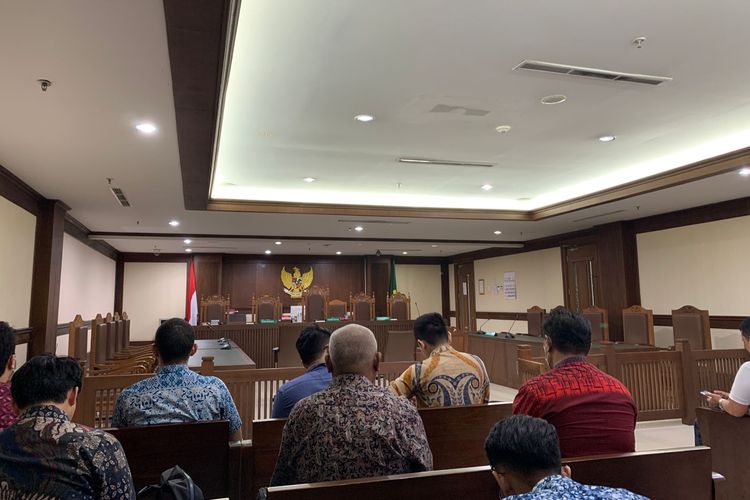 Suasana ruang sidang Soebekti 2 di Pengadilan Negeri Jakarta Pusat saat sidang pertama AHM digugat Trek Bycycle Corporation, Kamis (20/7/2023).