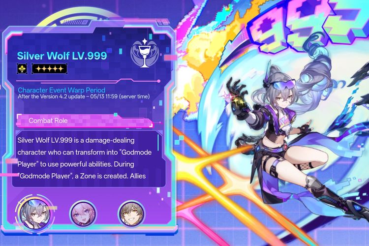 Ilustrasi karakter Silver Wolf LV.999 di Honkai Star Rail 4.2.