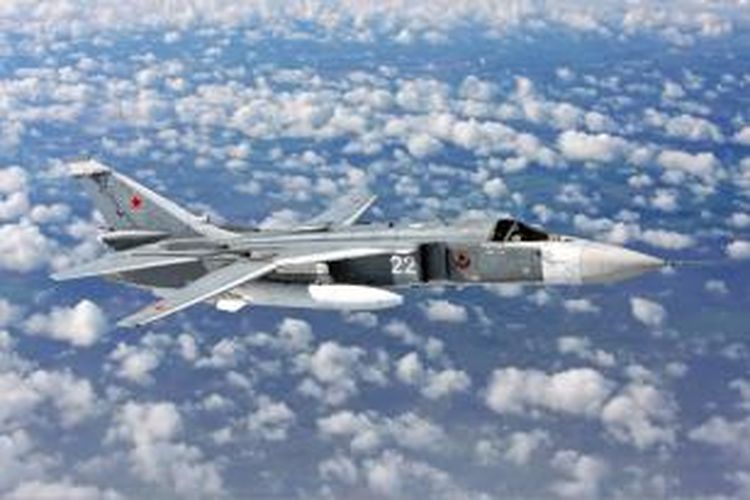 Salah satu jet Sukhoi Su-24 milik AU Rusia.