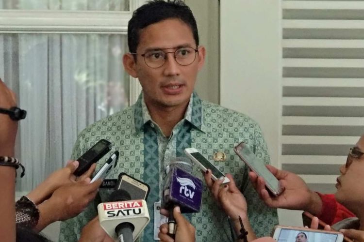 Wakil Gubernur DKI Jakarta Sandiaga Uno di Balai Kota DKI Jakarta, Kamis (1/2/2018).