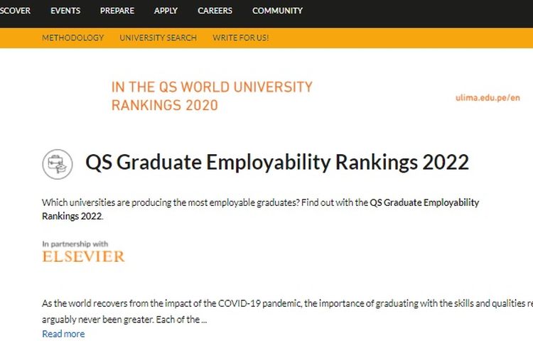 QS Graduate Employability Rankings 2022